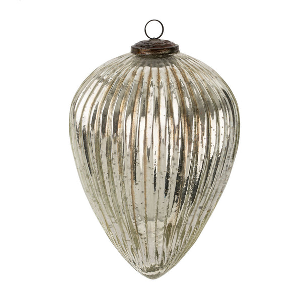 Giant Glass Egg Holiday Ornament L, Silver