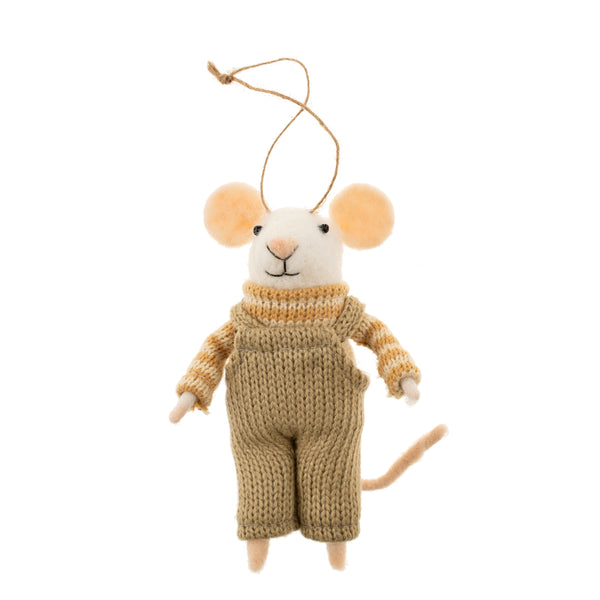 Overalls Olive Mouse Holiday Ornament