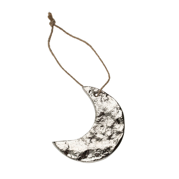 Crescent Moon Ornament, Silver