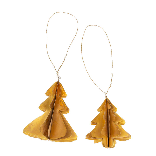 Brass Tree Origami Ornament L