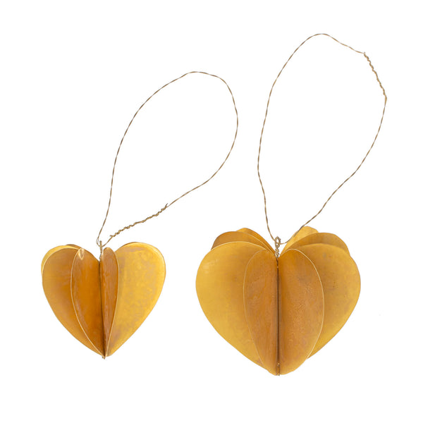 Brass Heart Origami Ornament L