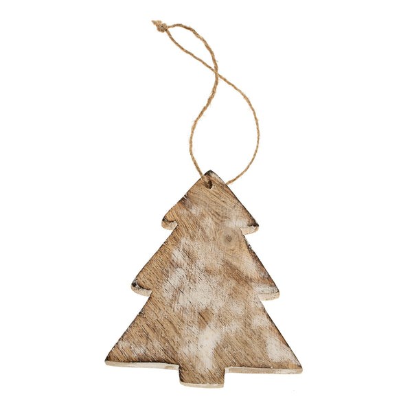 Wooden Tree Ornament, Whitewash