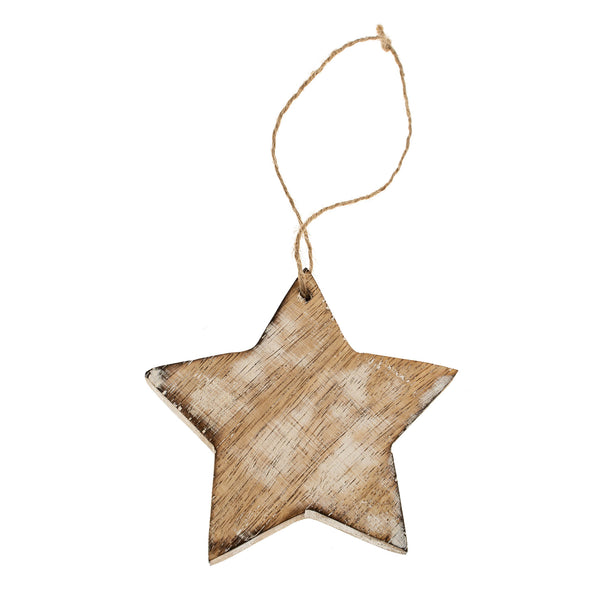 Wooden Star Ornament, Whitewash