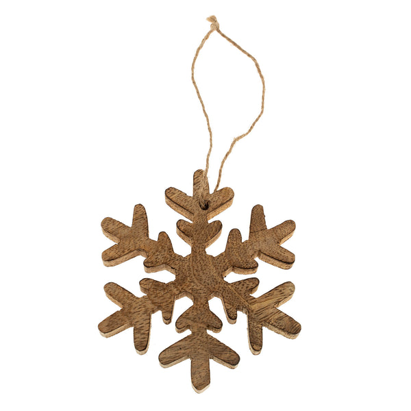 Wooden Frosty Snowflake Ornament S, Natural