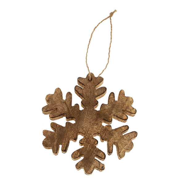 Wooden Fluffy Snowflake Ornament S, Natural