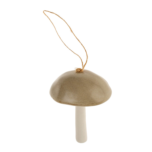 Ceramic Mushroom Ornament, Khaki