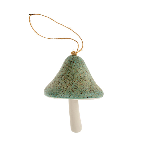 Ceramic Mushroom Ornament, Aqua