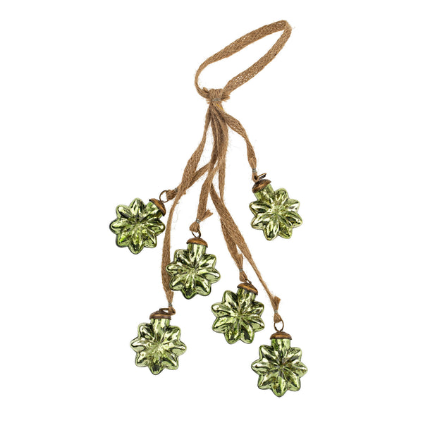 Snowflake Bunch Ornaments S/6, Jade