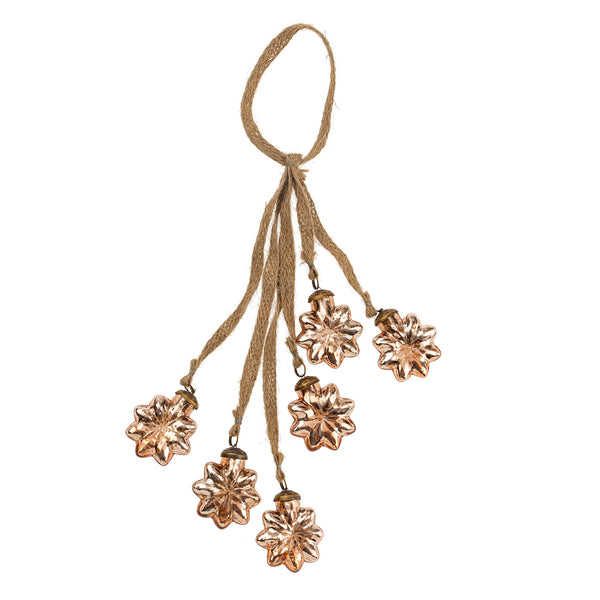 Snowflake Bunch Ornaments S/6, Copper