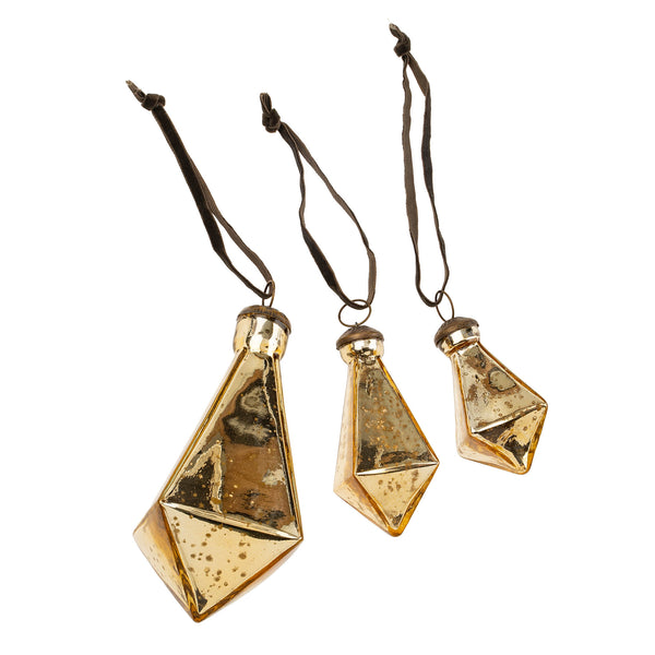 Diamond Droplet Holiday Ornament L, Gold