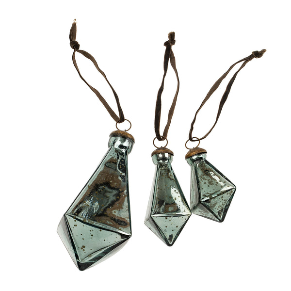 Diamond Droplet Holiday Ornament L, Teal