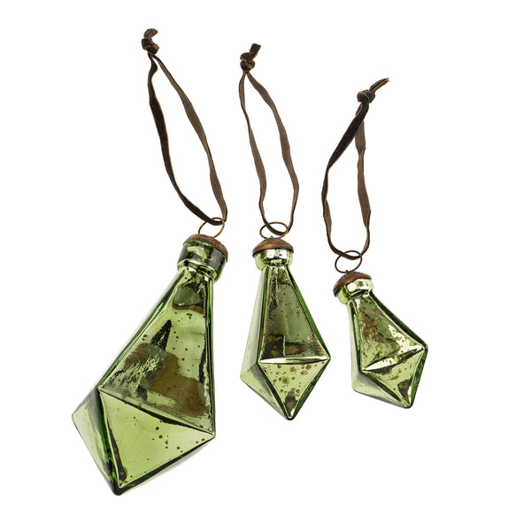 Diamond Droplet Holiday Ornament L, Jade