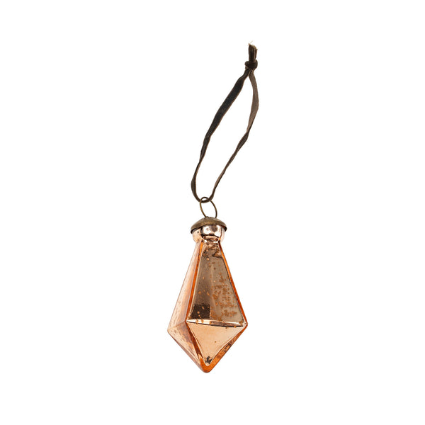 Diamond Droplet Holiday Ornament L, Copper