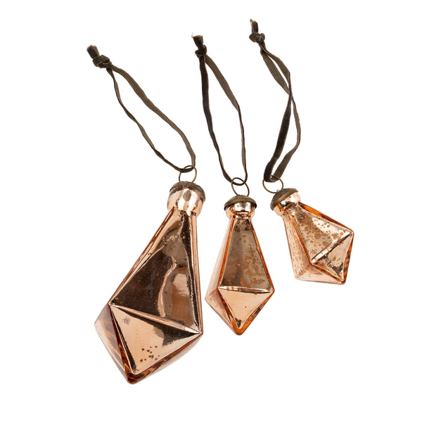 Diamond Droplet Holiday Ornament L, Copper