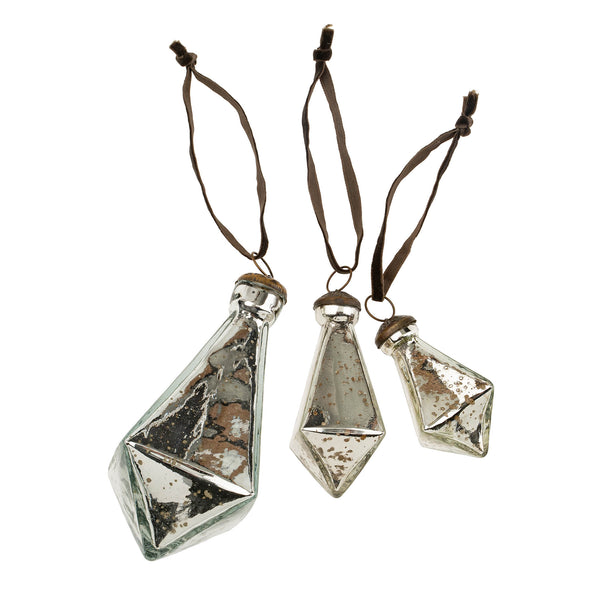 Diamond Droplet Holiday Ornament L, Silver