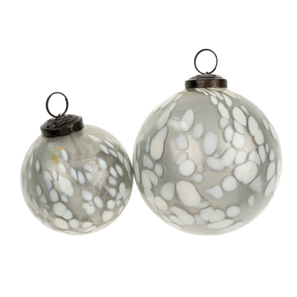 Confetti Glass Ornament L, White