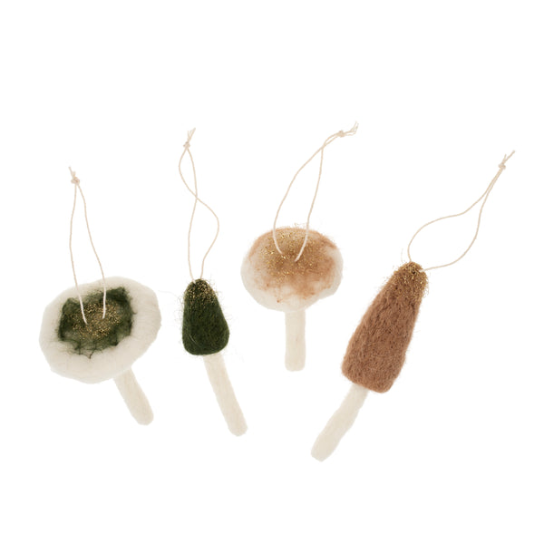 Felt Mushroom Ornament S/4 L