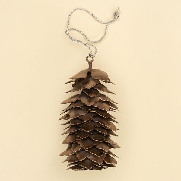 Silver Pinecone Holiday Ornament L