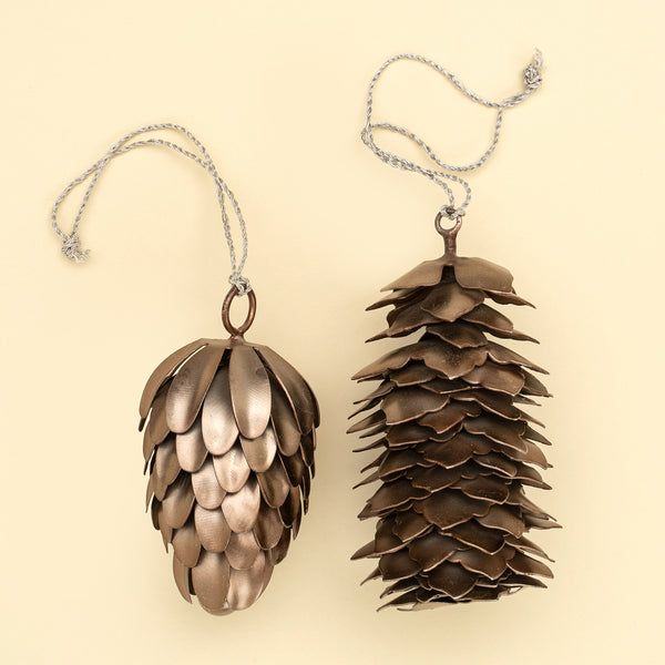 Silver Pinecone Holiday Ornament L