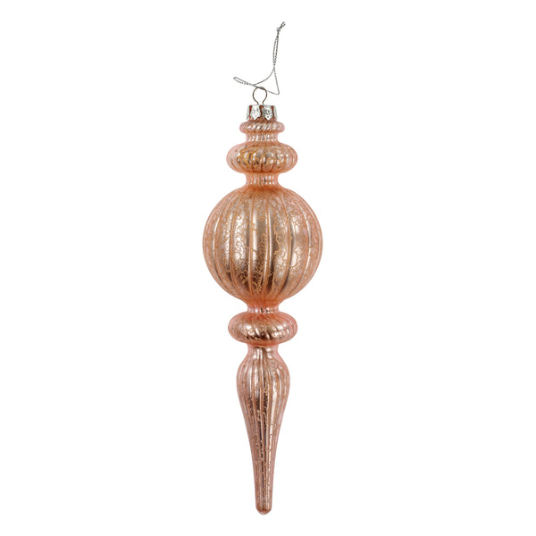 Noel Spindle Glass Ornament, Pink