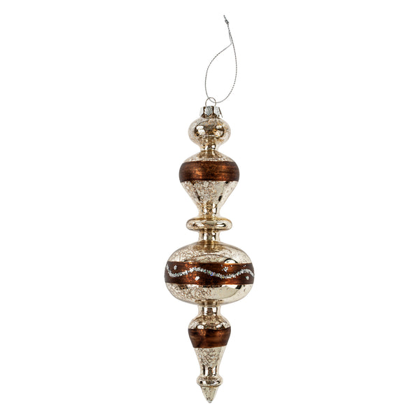 Ava Spindle Glass Ornament, Brown