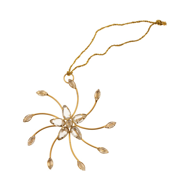 Beaded Snowflake Ornament, Antique Brass