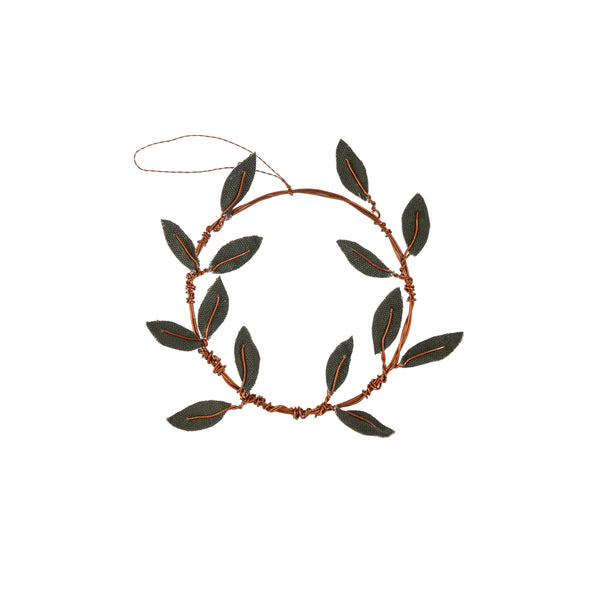 Olive Wreath Canvas Ornament, Green