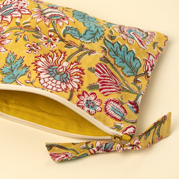 Block Print Pouch, Yellow