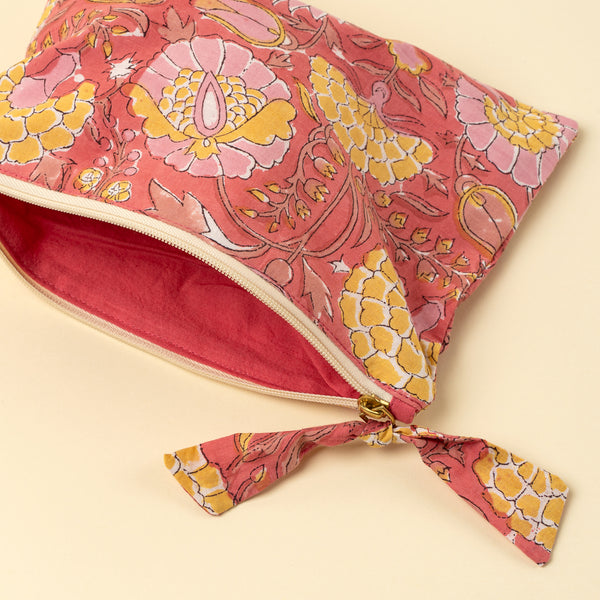 Block Print Pouch, Pink