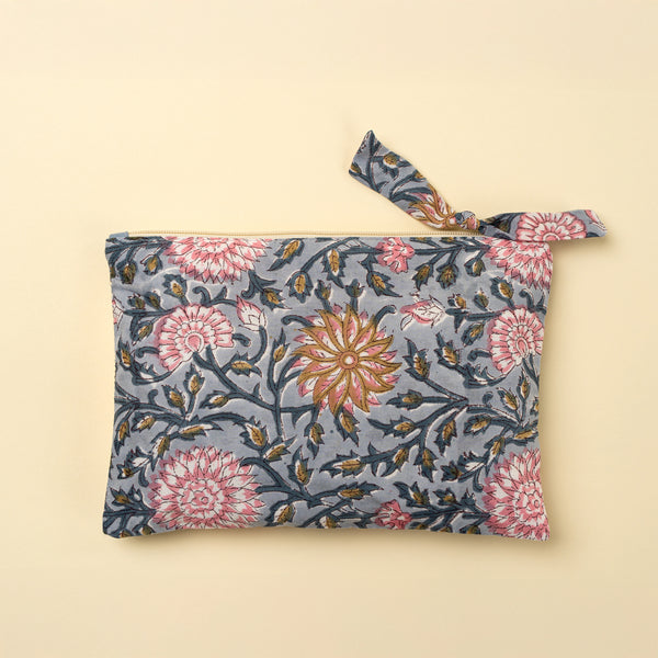 Block Print Pouch, Blue
