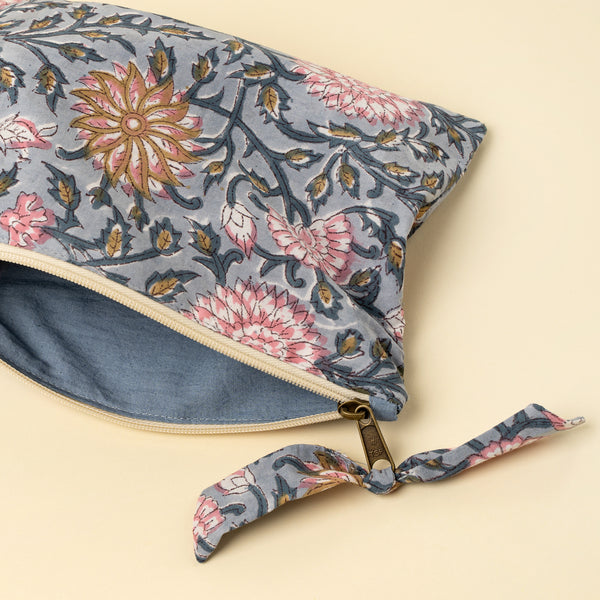Block Print Pouch, Blue