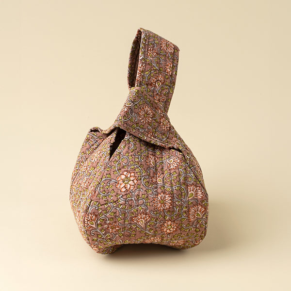 Block Print Knot Vanity Bag, Peach