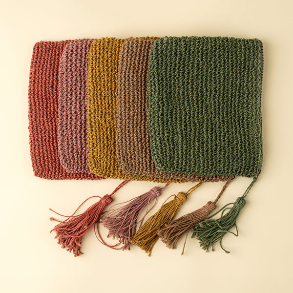 Lola Woven Jute Pouch, Green