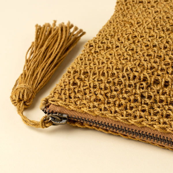Lola Woven Jute Pouch, Ochre