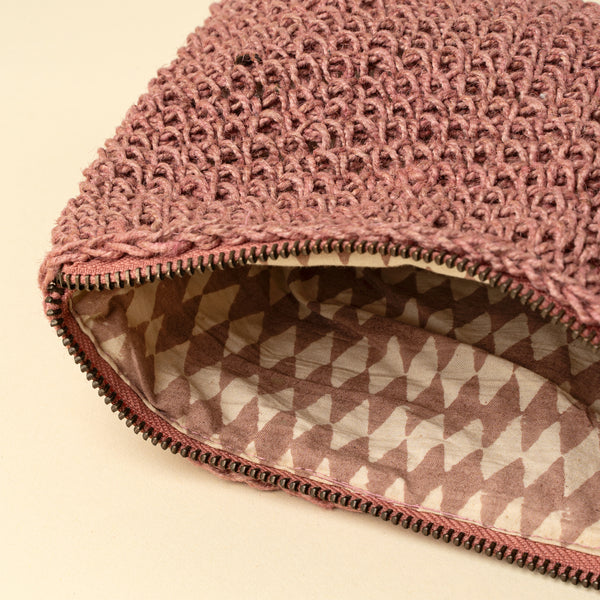 Lola Woven Jute Pouch, Light Pink
