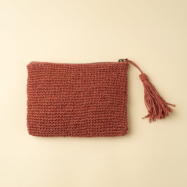 Lola Woven Jute Pouch, Pink