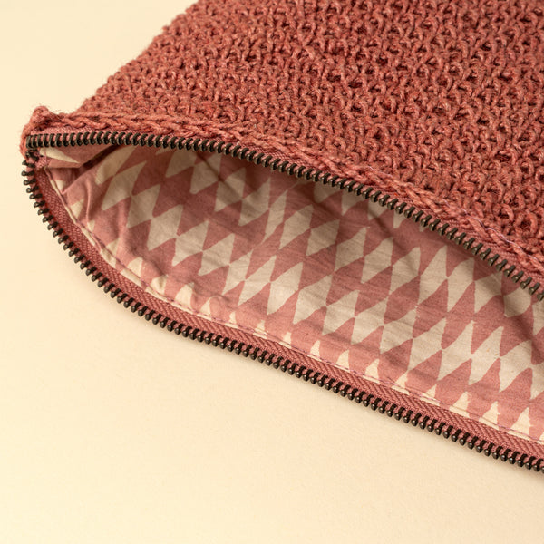 Lola Woven Jute Pouch, Pink