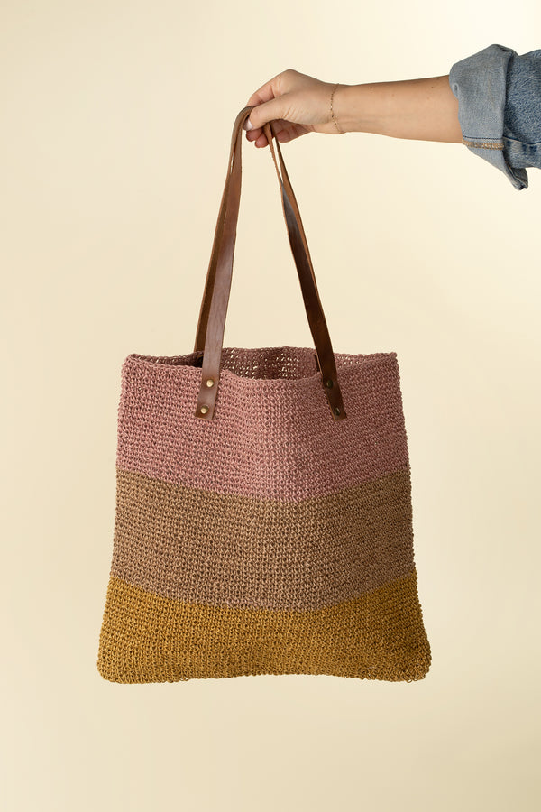 Bella Woven Jute Tote, Sunrise