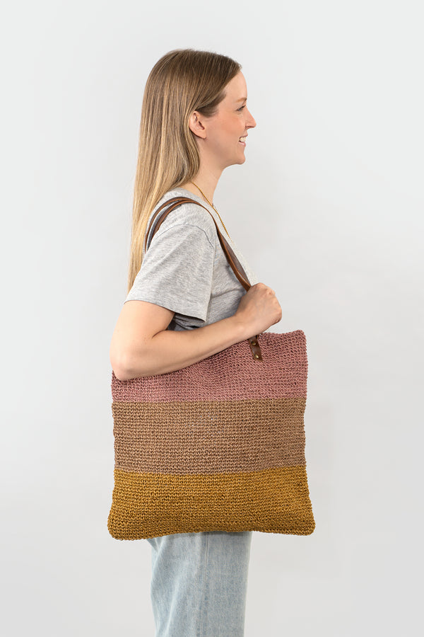 Bella Woven Jute Tote, Sunrise