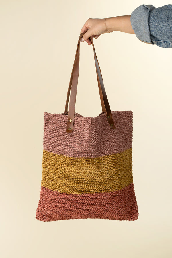 Bella Woven Jute Tote, Sunset