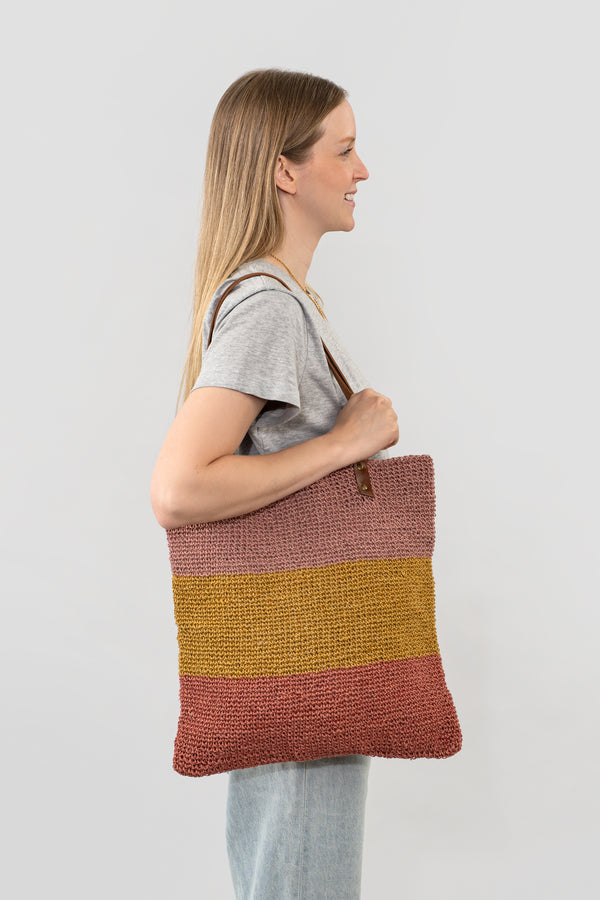 Bella Woven Jute Tote, Sunset