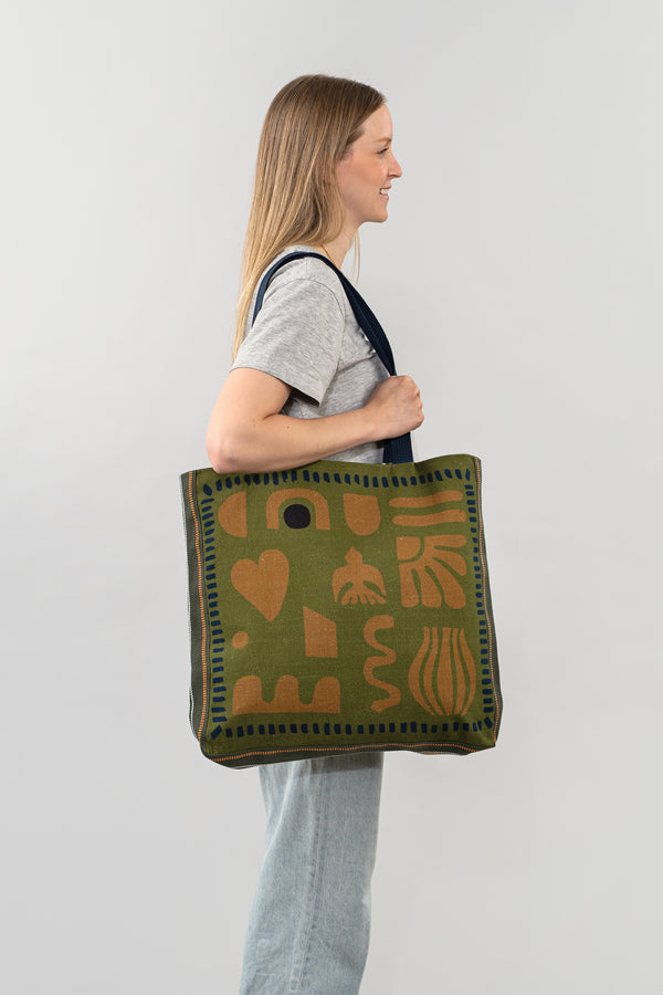 Spring Silhouettes Tote Bag, Green