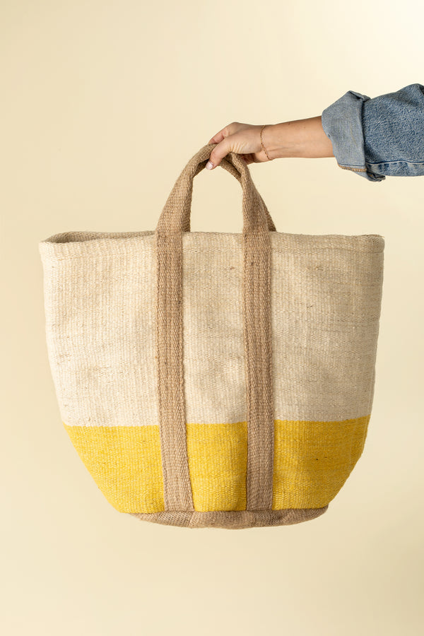 Jute Basket Bag, Yellow
