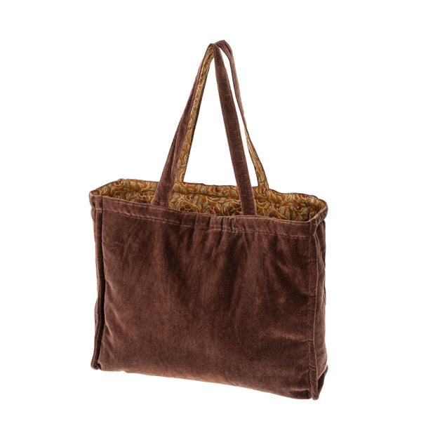 Block Print Velvet Reversible Tote, Sangria