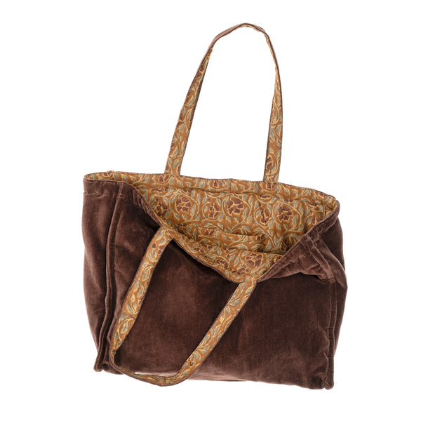 Block Print Velvet Reversible Tote, Sangria