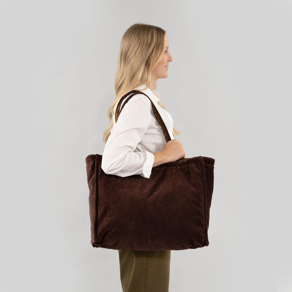 Block Print Velvet Reversible Tote, Sangria