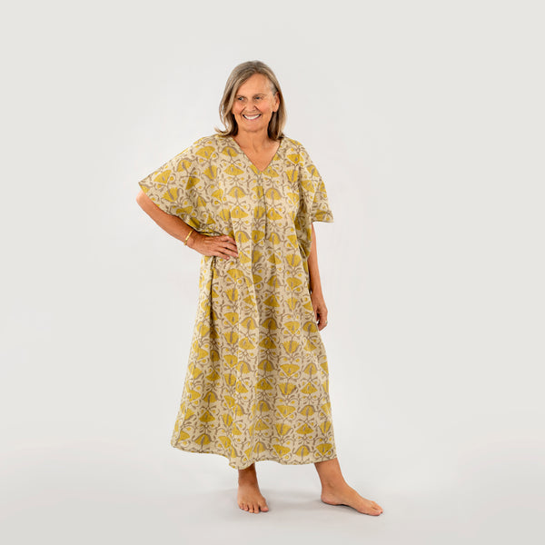 Lotus Block Print Kaftan