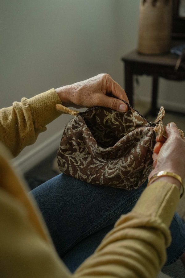 Saffron Block Print Pouch S