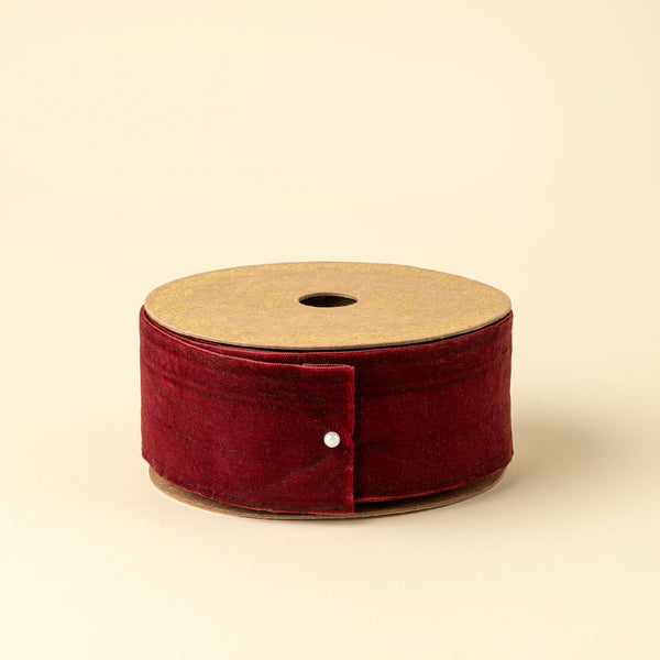 2" Velvet Ribbon on Spool - 10M, Crimson Red