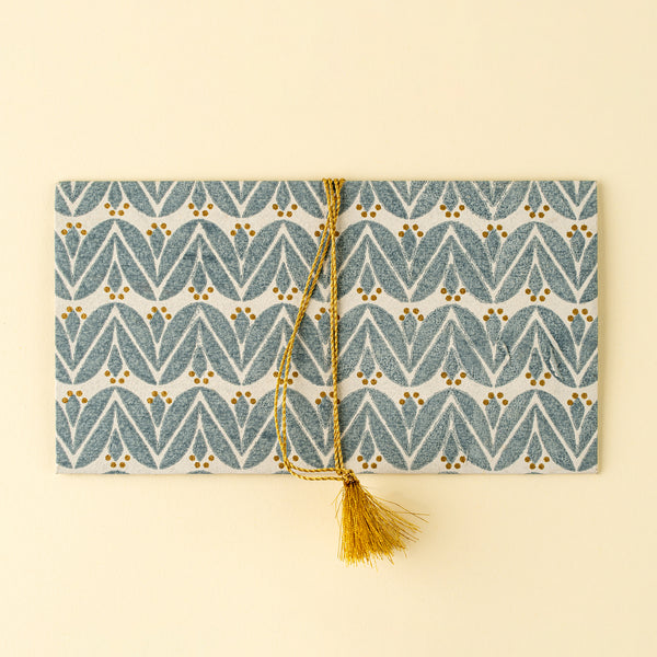 Laurel Block Print Envelope/Card, Light Blue